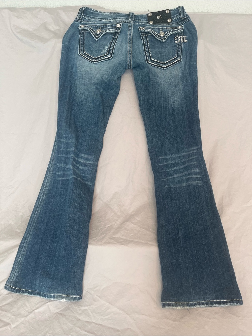 ME Makeover Essentials Blue Flare Jeans with Embellished Back Pockets